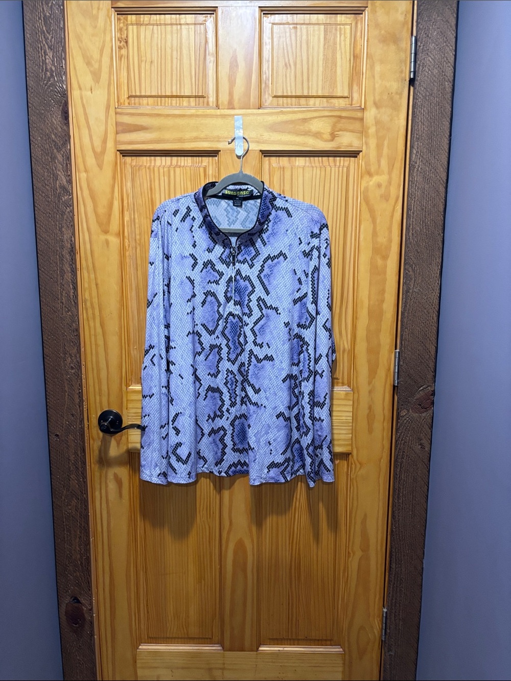 Jamie Sadock Purple Snake-Print Zip Sunsense long sleeve shirt